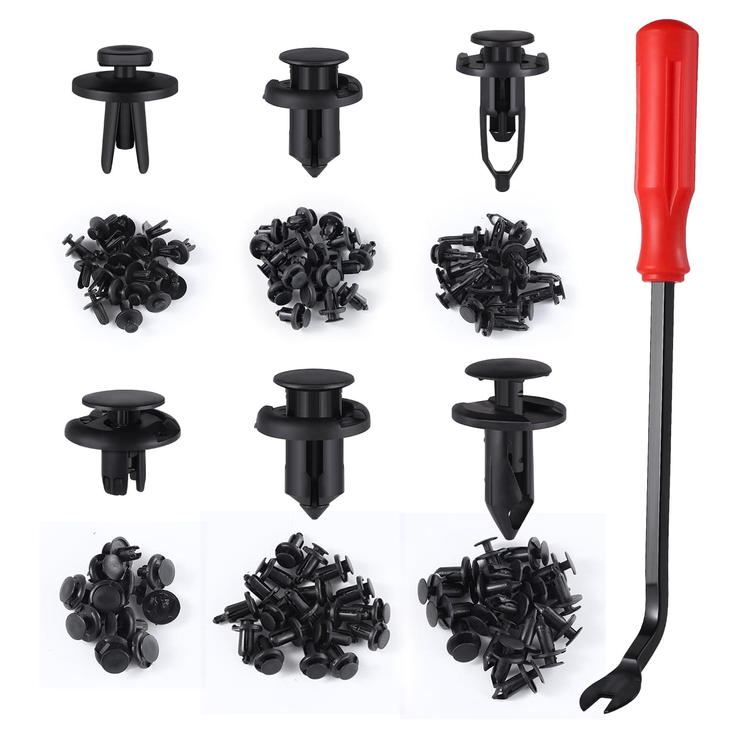 120pcs Retainer Clips Push Type Fasteners 6.3mm 8mm 9mm 10mm Expansion Screws Replacement Kit Bumper Push Rivet Clips with Remover Tool