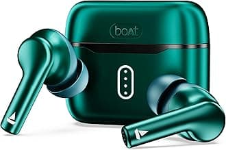 boAt [New Launch] Airdopes 141 Pro Buds, 13mm Drivers, Metallic Finish, 60HRS Battery, 4Mics ENx, Fast Charge, IPX5, v5.3 Bluetooth Earbuds, TWS Ear Buds Wireless Earphones with mic (Maritan Green)