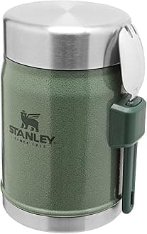 Classic Legendary Food Jar 0.4L With Spork - Keeps Cold For 7 Hours - BPA-Free Stainless Steel Soup Flask - Leakproof - Dishwasher Safe - Hammertone Green