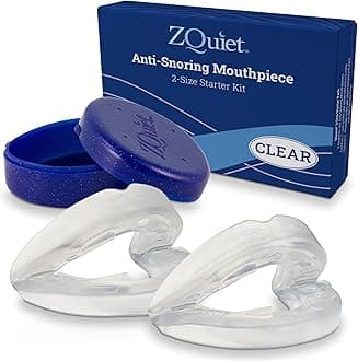 ZQuiet, Anti-Snoring Mouthpiece, Starter Pack with 2 Sizes, Living Hinge & Open Front Design for Comfort & Easy Breathing, Clear, Clear, Mint