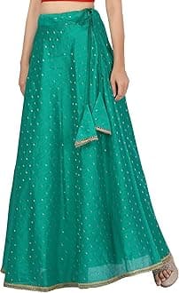 Studio Shringaar Women's Benaras Brocade Readymade Long Skirt Lehenga Ghagra