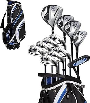 Precise S7 Men's 18-Piece Complete Golf Club Set – Titanium Driver, Fairway Woods, Hybrid, 5-SW Irons, Putter & Stand Bag, Right Handed