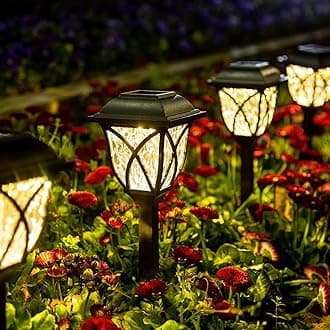 GIGALUMI Solar Lights Outdoor Garden, 6 Pack LED Garden Solar Lights Waterproof, Solar Powered Pathway Lights for Yard, Patio, Landscape, Walkway, Path (Warm White)