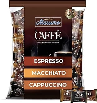 Assorted Coffee Candy - Individually Wrapped 7.05 oz Bag, 3mg Caffeine per Hard Candy, Original Espresso, Macchiato, Cappuccino Flavored, Made with Bold Arabica Coffee (Pack of 1)