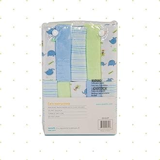 Spasilk Washcloth Wipes Set for Newborn Boys and Girls, Soft Terry Washcloth Set, Pack of 20, Blue Elephant