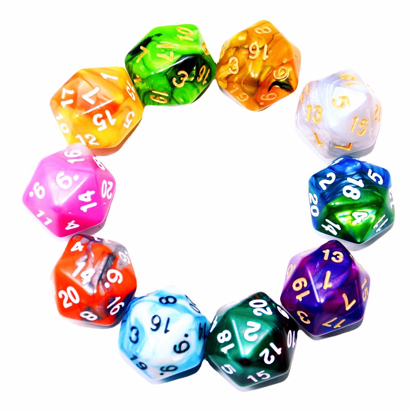 10pcs Double Color D20 Dices