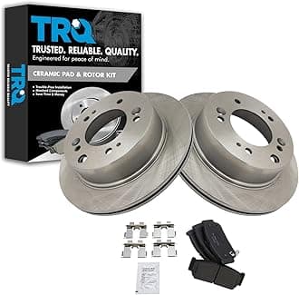 TRQ Rear Brake Pad and Rotor Set Ceramic Vented Rotors Compatible with 2007-2009 Kia Sorento