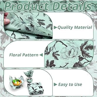 Benvo Floral Tissue Paper 20x29 Inch - 20 Sheets Decoupage Craft Paper for Gift Wrapping, Flower DIY Art Projects, Spring Wedding, Birthday & Baby Shower Decorations(Style L)