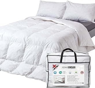 3 in 1 All Seasons Double Duvet 13.5 Tog (4.5 + 9), Luxury Goose Feather & Down Quilt, Anti Allergy 100% Cotton Cover Down-Proof Winter Duvets, Washable RDS & OEKO-TEX Certified