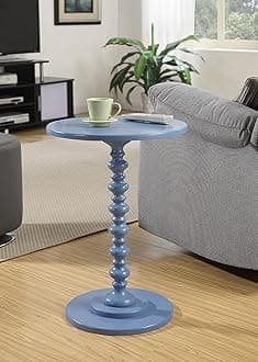 Assembly Round Coffee End Tables for Living Room, Accent Furniture Pedestal Table, Nightstand Decor Side Tables for Bedroom-Grey