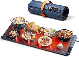Warming Mat for Food(XXL 36x15.7in), Fast Full Surface Graphene Electric Warming Tray, Foldable and Portable Food Warmer, 6 Temperature Settings and 0-6 Hour Adjustable Timer, for Parties, Gifts