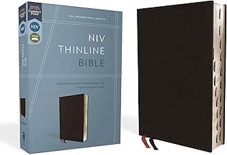 NIV, Thinline Bible, Bonded Leather, Black, Red Letter, Thumb Indexed, Comfort Print