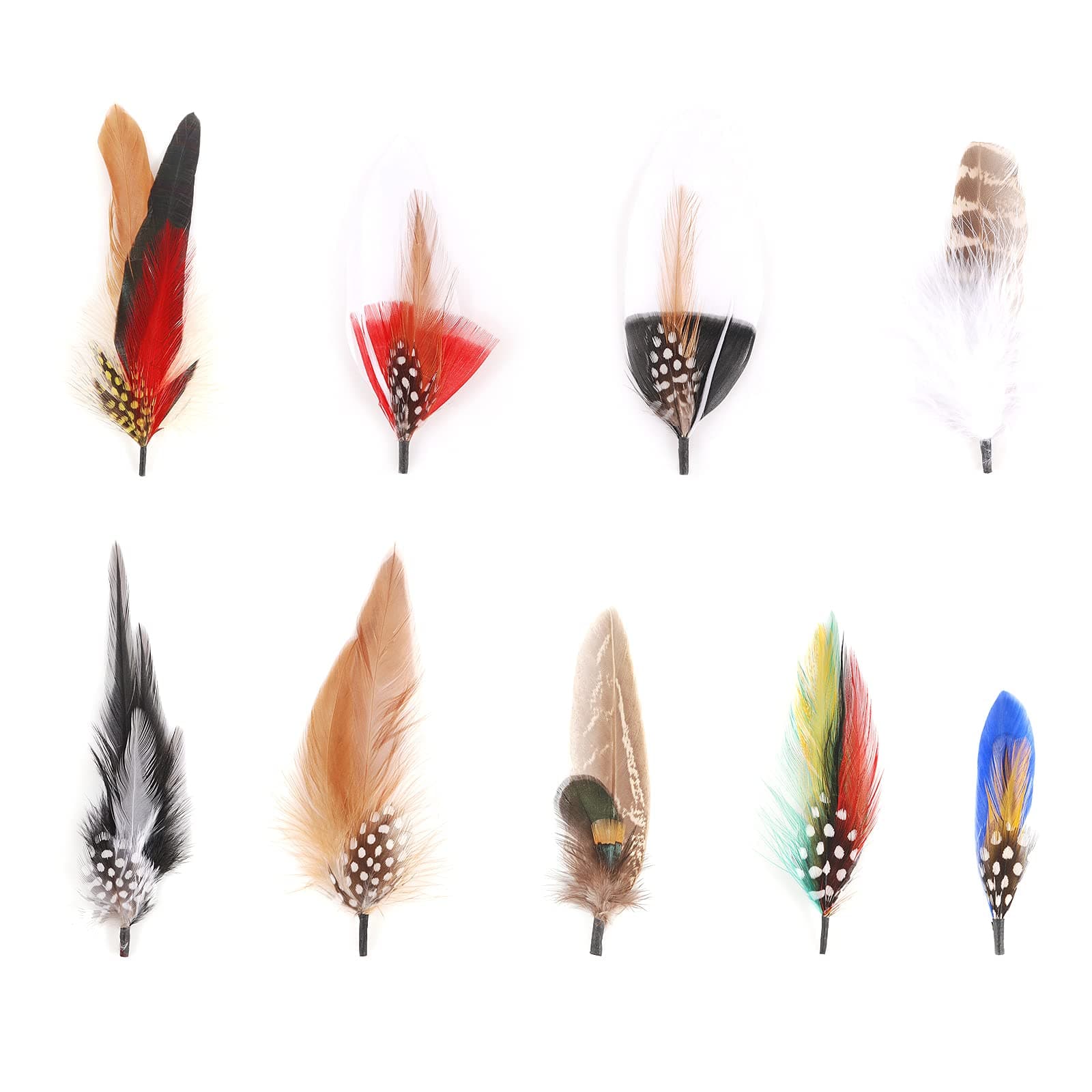Hat Feathers, 9 Pcs Assorted Natural Feather Packs Accessories for Fedora, Cowboy, Open Road, Borges, Scott, Oktoberfest, Trilby Hats
