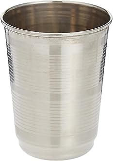 Raj Stainless Steel Glass Stripe Design, Silver, 9.5 cm, STGK02, Mocktail Glass, Water Glass, Juice Glass