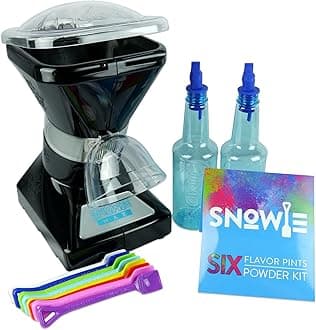 SNOWIE - Little Snowie Max Snow Cone Machine - Premium Shaved Ice Maker, with Powder Sticks Syrup Mix, 6-Stick Kit, Black