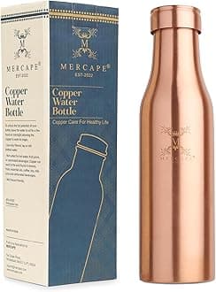 MERCAPE Copper Charge 950 Water Bottle, 1 Piece, Pure Copper, Leak-Proof, 16oz/475ml, BPA Free, Dishwasher and Microwave Safe (Design 2)