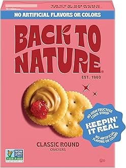 Back to Nature Classic Round Crackers, Non-GMO, Vegan Friendly Snack Cracker, Made with Wheat Flour & Sea Salt, Snack Happy, 6.5 oz Box