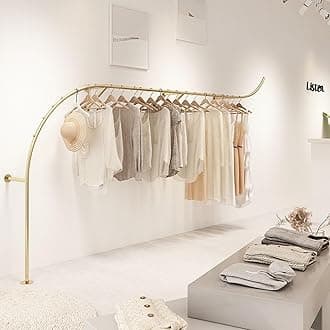 Creative Clothes Display Rack for Boutiques, Heavy Duty Metal Wall Mounted Garment Rail - Creative Arc Shape Design Display Stand - Ideal for Retail Stores and Commercial Use, Gold ( Size : 250cm )