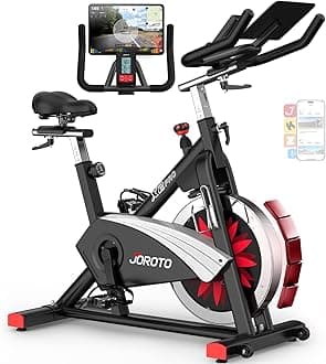 Exercise Bike, Magnetic Stationary Bikes for Home with 40LBS Flywheel, App Supported Indoor Bike with 350LBS Weight Capacity, Low Noise,Digital Monitor,Bottle and Tablet Holder
