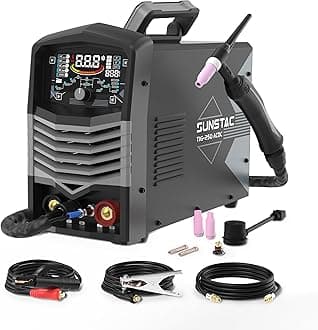Sunstac 250A AC/DC Aluminum TIG Welder with Pulse, 110V/220V Dual Voltage TIG Welding Machine with DC TIG/AC TIG/Pulse TIG/SPOT TIG/Stick