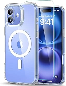 for iPhone 16 Case (4 in 1) Set, Translucent Matte Case with Screen Protector, Compatible with MagSafe, Military-Grade Protection, Classic Series, Clear