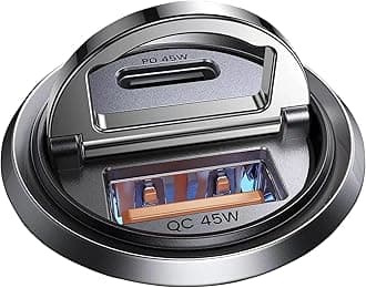 90W USB C Car Charger Fast Charging,[Invisible Design] All Metal Car Charger USB C PD45W+QC3.0 Dual Port Cigarette Lighter Car Adapter for iPhone 17 16 Pro Max Plus 15 Samsung S26 S25 Ultra