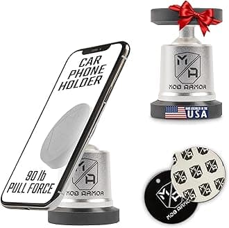 Mob Armor MobNetic Maxx - USA Assembled Magnetic Phone Holder for Car, Magnetic Car Phone Mount, 90-Degree Tilt, 360-Degree Rotation, Aluminum Metal, Compatible with iPhone & Android - Silver