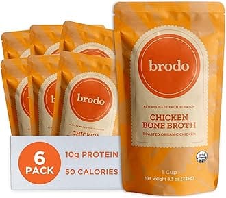 Brodo Organic Chicken Broth | Nutrient Dense, Chef Crafted Bone Broth in Single Serving Pouches | Not Made From Concentrate, No Preservatives (6x 8.3 oz Pouches)