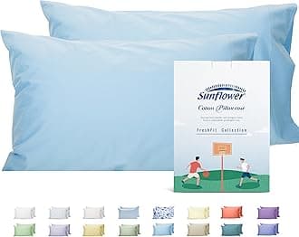 Sunflower King Pillowcases Set of 2, 100% Cotton King Pillow Cases 2, 20×40 inches Ashley Blue, Soft and Breathable