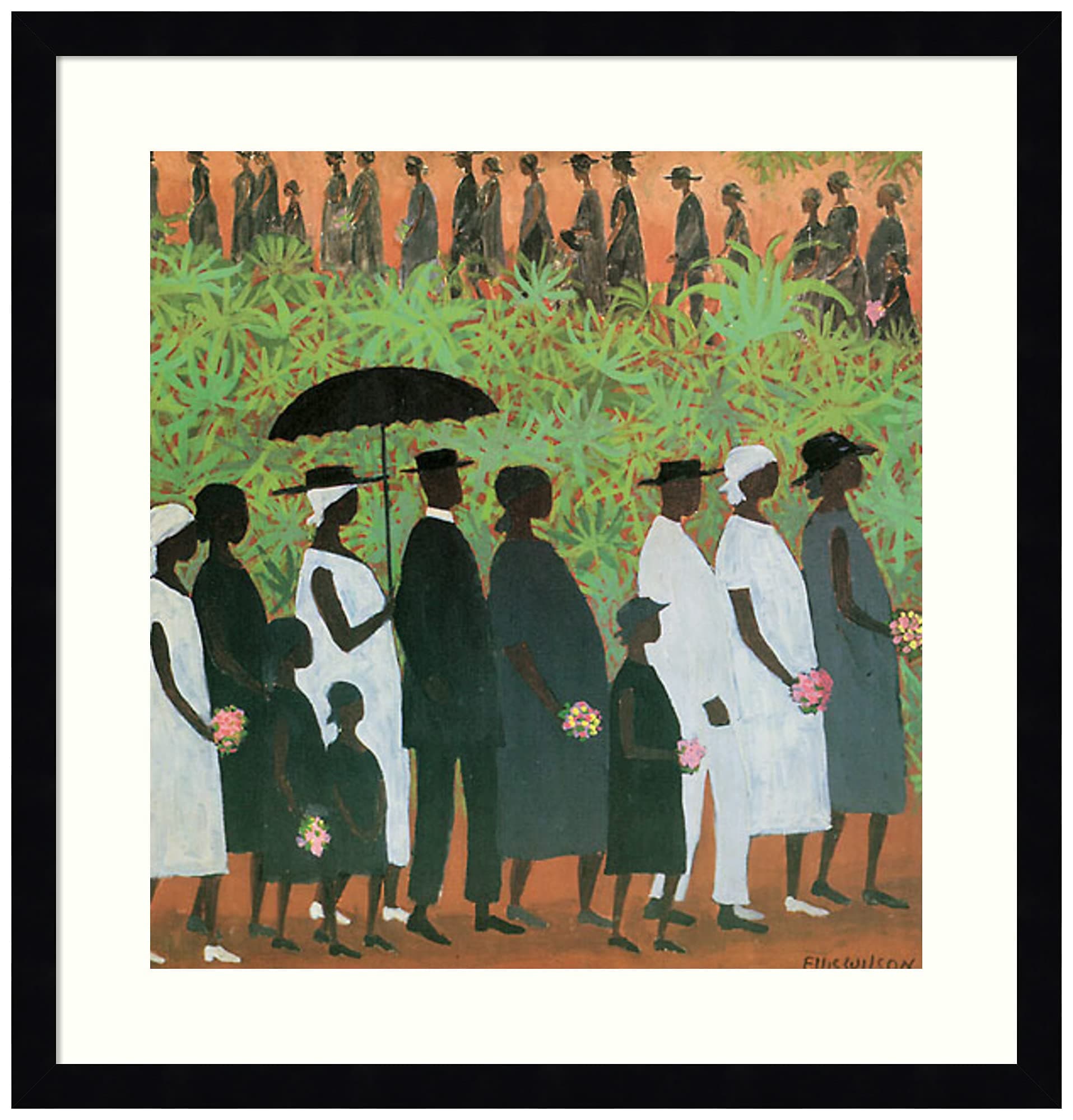 Framed Art Print 'Funeral Procession' by Ellis Wilson: Outer Size 20 x 20"