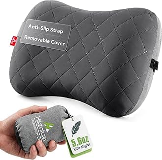 Hikenture Camping Pillow with Removable Cover - Ultralight Inflatable Pillow for Neck Lumbar Support - Upgrade Backpacking Pillow - Washable Travel Air Pillows for Camping, Hiking, Backpacking