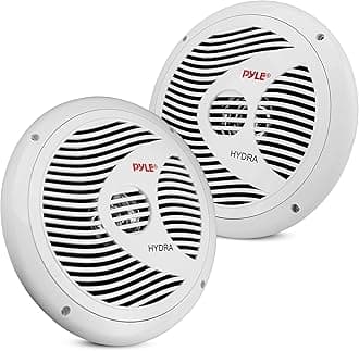 Pyle Recessed Type, Fully Waterproof, 2-Way Full Range Speakers (Set of 2), Marine Speakers, 6.5 Inches, Round), Maximum Output 150 W, Rated Output