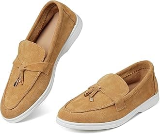 Flats Loafers Comfortable Loafers for Women Round Toe Suede Lightweight Slip-on Moccasins Shoes Classic Casual Driving Penny Loafers, Apricot, 9, 40 EU