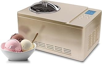 Whynter Ice Cream Maker Machine & Yogurt Automatic 2 Quart with Built-in Compressor LCD Digital Display & Timer, No Freezing Required, ICM-220CGY Champagne Gold