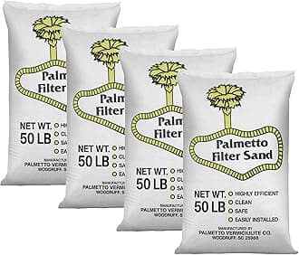 4 Pack Swimming Pool Filter Sand, 50 lb Bag – Natural Silica for Residential & Commercial Filtration Pump Systems – Screens Leaves, Oils, Dust & Hair for Clean and Clear Water