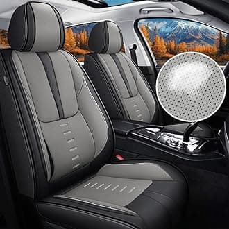 Seat Covers Fit for Mitsubishi Eclipse Cross 2018-2024 2025 2 Front Seat Covers Breathable 3D Lumbar Support Faux Leather Protector Car Seat Covers (Black& Grey)