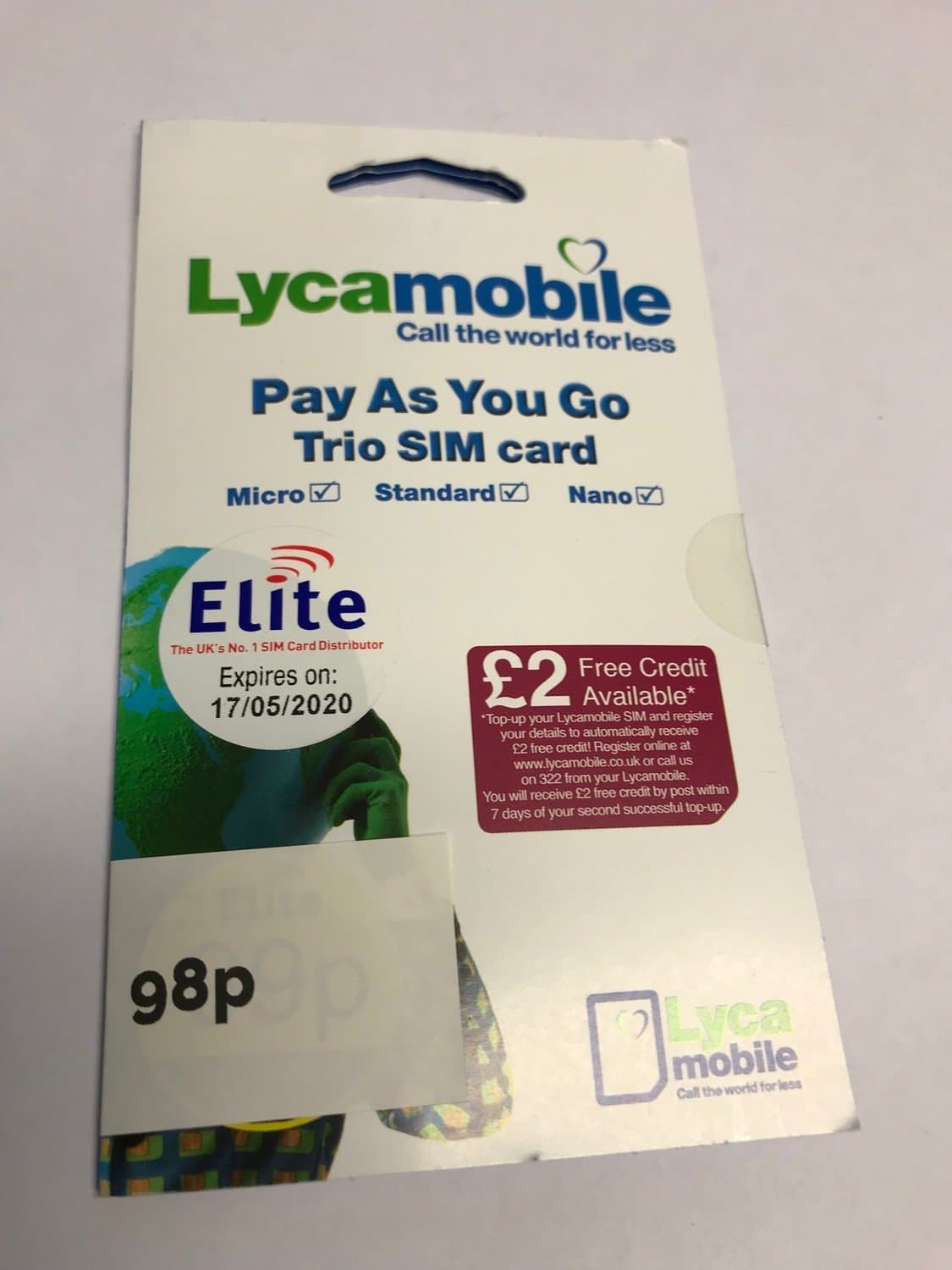 Lycamobile Pay as you go trio sim