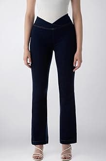 Women's Flared Pull-on Jeans - Mid-Rise| Enzyme Wash | Slant Waistband | Jeans for Women (Available in Plus Sizes)