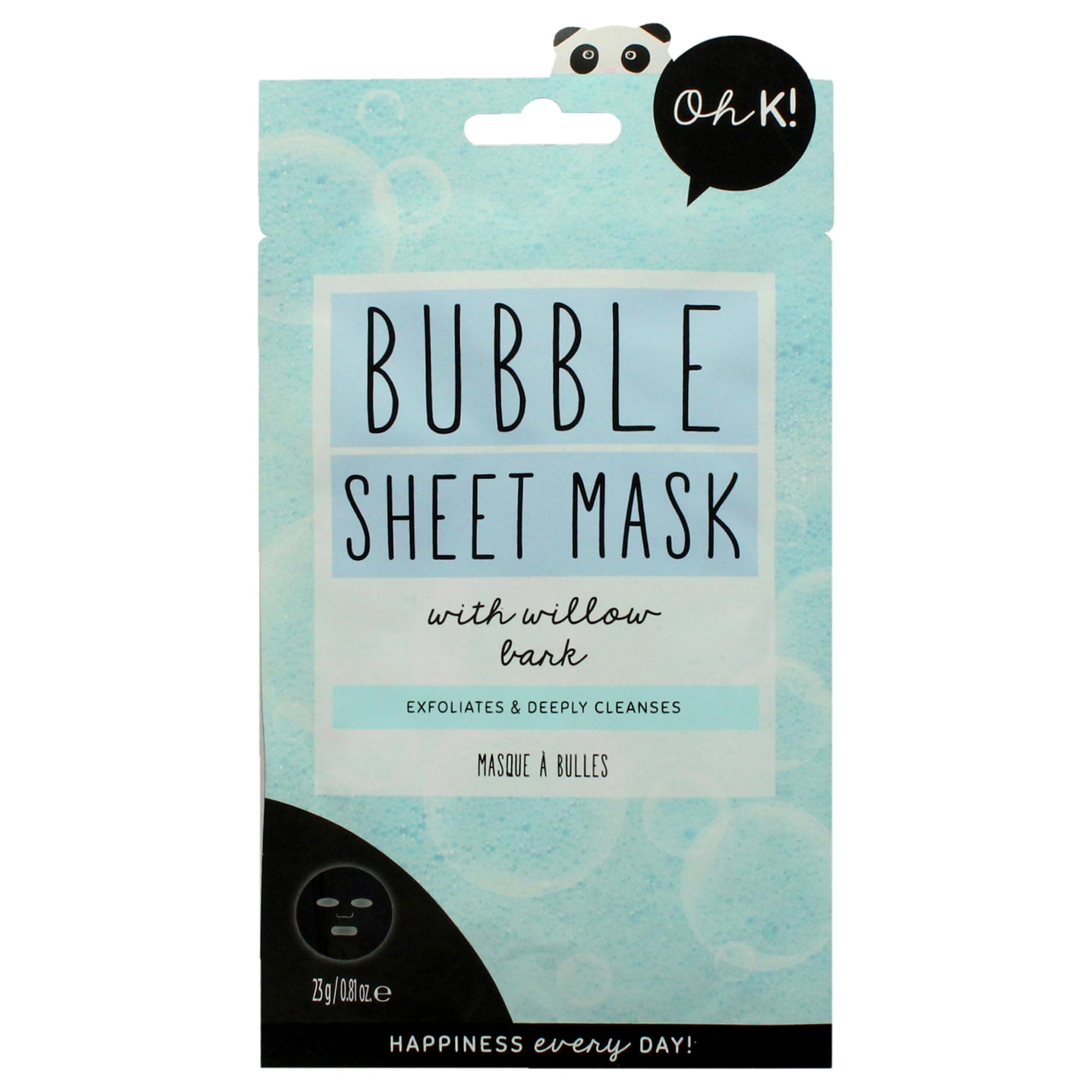 Oh K! Bubble Sheet Mask - Willow Bark - Korean Face Mask Sheet - Facial Skin Care Products - Clean Korean Skincare - Hydrating Face Sheets - 1 Pc