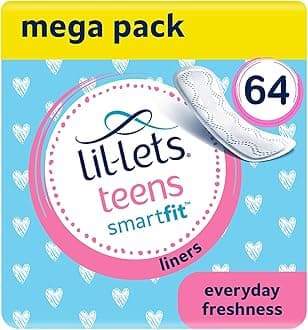 Teens Liners | 64 Liners | 4 Packs of 16 Liners | 4 Handy Pouches of 4 Liners per Pack, 3730355-C