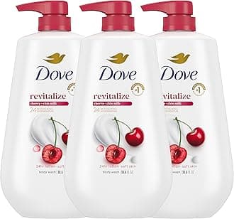 Dove Body Wash with Pump 3 Count Revitalizante Cherry & Chia Milk, for Renewed, Healthy Looking Skin,Moisturizing Gentle Skin Cleanser with 24hr Renewing MicroMoisture, 30.6 oz