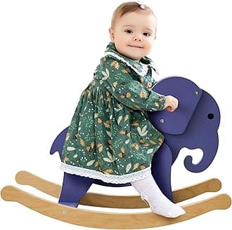 Wooden Rocking Horse for Toddler 1-3 Year Old, Baby Wood Ride-on Toys, Boys & Girls Rocking Animal for Birthday