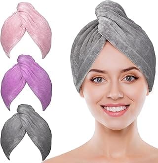 POPCHOSE Microfiber Hair Towel Wrap Ultra Absorbent, Fast Drying Hair Turban Soft, No Frizz Hair Wrap Towels for Women Wet Hair, Curly, Longer, Thicker Hair