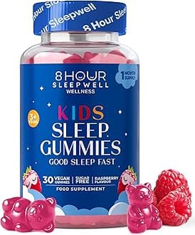 Sleep Gummies for Kids – 1 Month Supply | Sugar & Gluten-Free Magnesium Gummies for Growth, Relaxation & Healthy Sleep | 30 Vegan Supplement with Magnesium, L-Theanine & Vitamin B6 | Support Ages 3+
