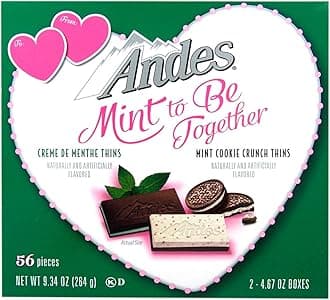 Andes Valentines Day Mint to Be Together Creme De Menthe Thins and Mint Cookie Crunch Thins Candy Box, 9.34 Ounce