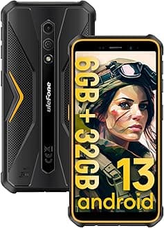 Ulefone Armor X12 Rugged Phones Unlocked, 5.45 inch Screen, Android 13, 6GB + 32GB, 13MP + 8MP Waterproof Camera, 4860mAh Battery, Military Grade Smartphone, Face ID, NFC, OTG, WiFi - Orange