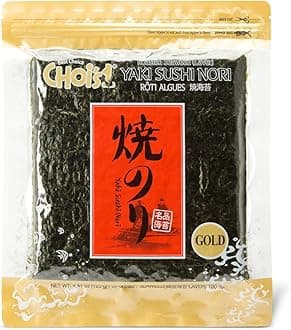 CHOI'S 1 DAECHUN Sushi Nori Seaweed, Roasted, Resealable, Gold Grade Laver (50 Full Sheets) 125g