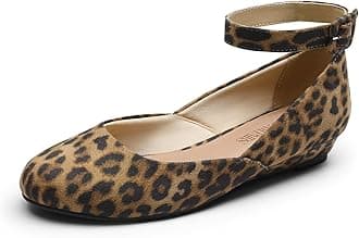 DREAM PAIRS Women's Dress Flats Ballet Low Wedge Round Toe Ankle Strap Comfortable Casual Flats Shoes