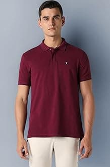 Van Heusen Men's Cotton Solid Regular Fit Collar Polo T-Shirt