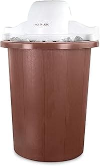 Nostalgia Electric Ice Cream Maker – Parlor Style, Old Fashioned Soft Serve Ice Cream Machine Makes Frozen Yogurt or Gelato in Minutes - Fun Kitchen Appliance – White & Dark Bown - 6 Quart